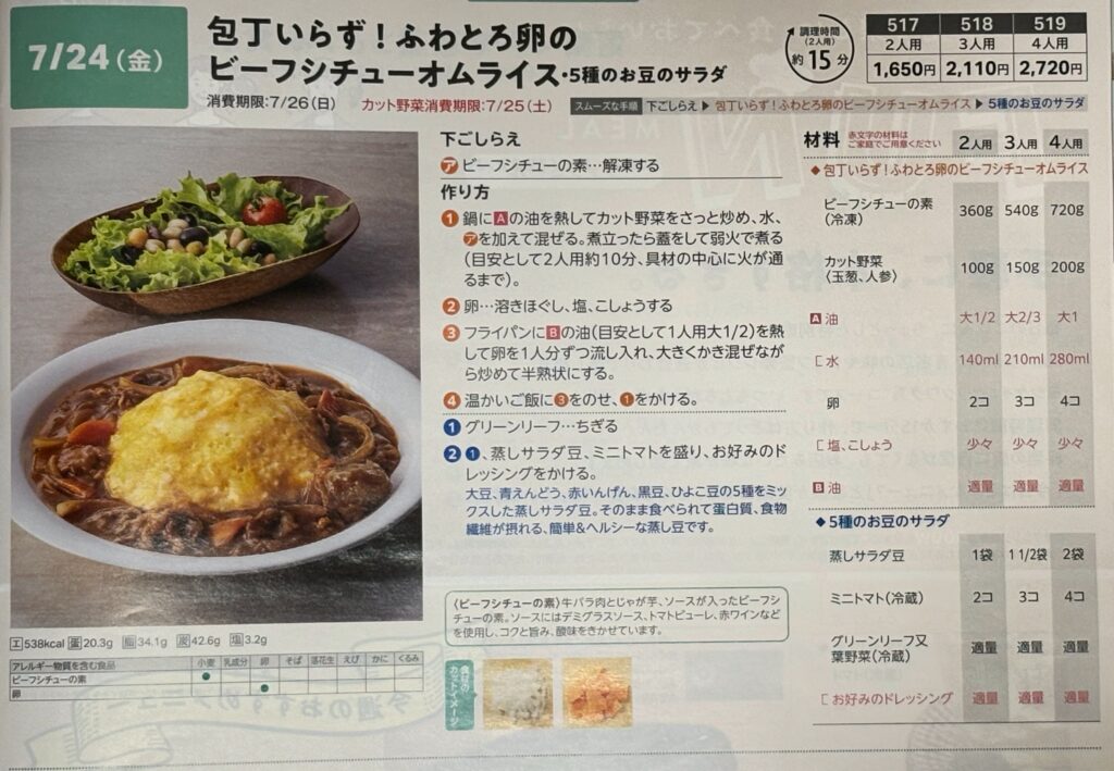 ヨシケイ カットミール 金曜日のレシピ